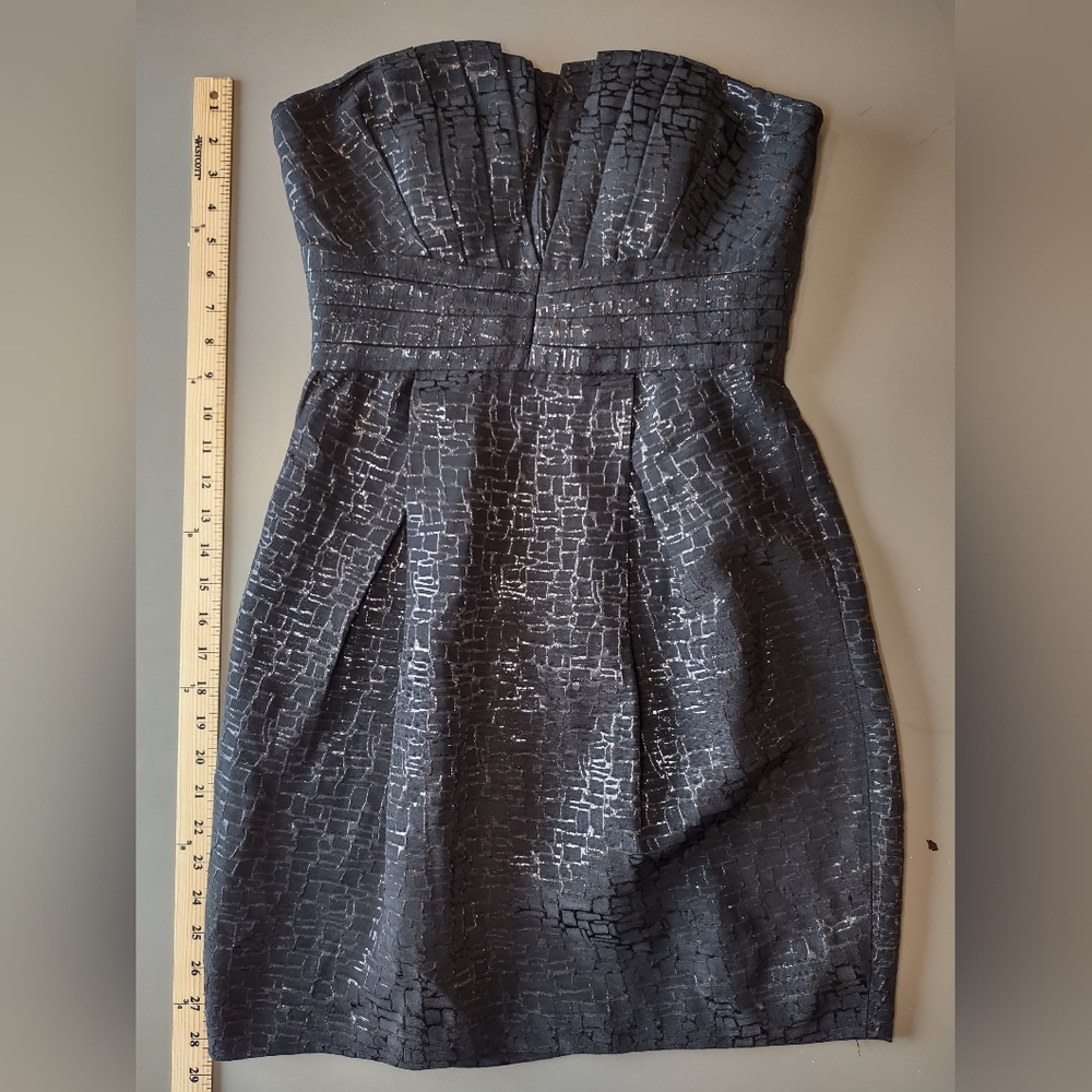 Max & Cleo Black Strapless Textured Pattern Dress - Picture 12 of 14